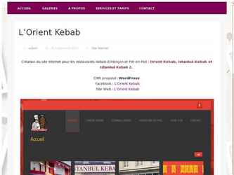 Site réalisé pour les restaurants d'Alençon et de Pré-en-Pail de Kebab.

Ce site a pour objectif d'être une vitrine pour les menus de chaque restaurant, et ainsi apporter plus de clients.

Il est composé uniquement de pages fixes réalisées sous Wordpress.